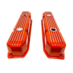 Mopar 383, 400, 440 Finned Valve Covers - Die-Cast Aluminum - Orange