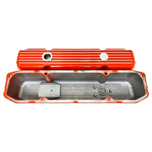 Mopar 383, 400, 440 Finned Valve Covers - Die-Cast Aluminum - Orange