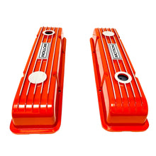 Load image into Gallery viewer, Small Block Chevy Baldwin MOTION Finned Valve Covers - Style 1 - Orange