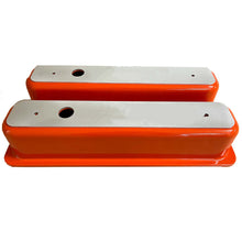 Load image into Gallery viewer, Small Block Chevy Center Bolt Valve Covers - Billet Top - Orange