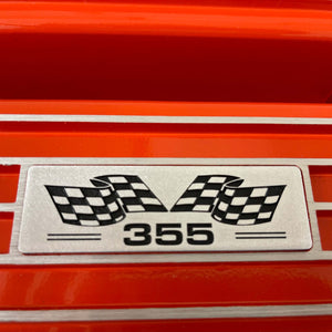 Small Block Chevy 355 Flag Logo Valve Covers & 14" Air Cleaner - Orange