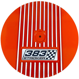 Small Block Chevy 383 Stroker Logo - 13" Round Air Cleaner Kit - Orange