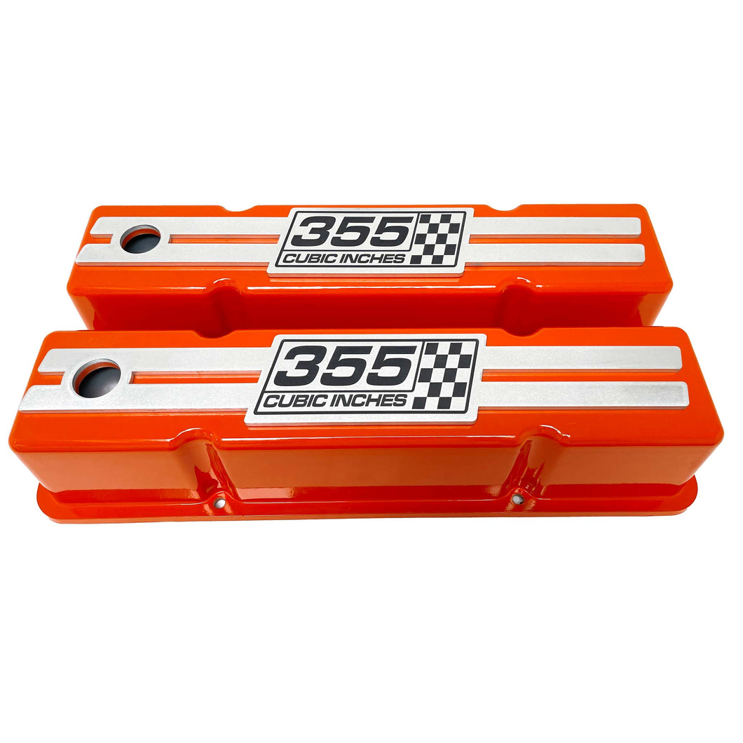 355 Cubic Inches Small Block Chevy Tall Valve Covers - Orange