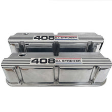 Load image into Gallery viewer, Ford Small Block Pentroof 408 Tall Valve Covers, 3 Color Logo - Polished