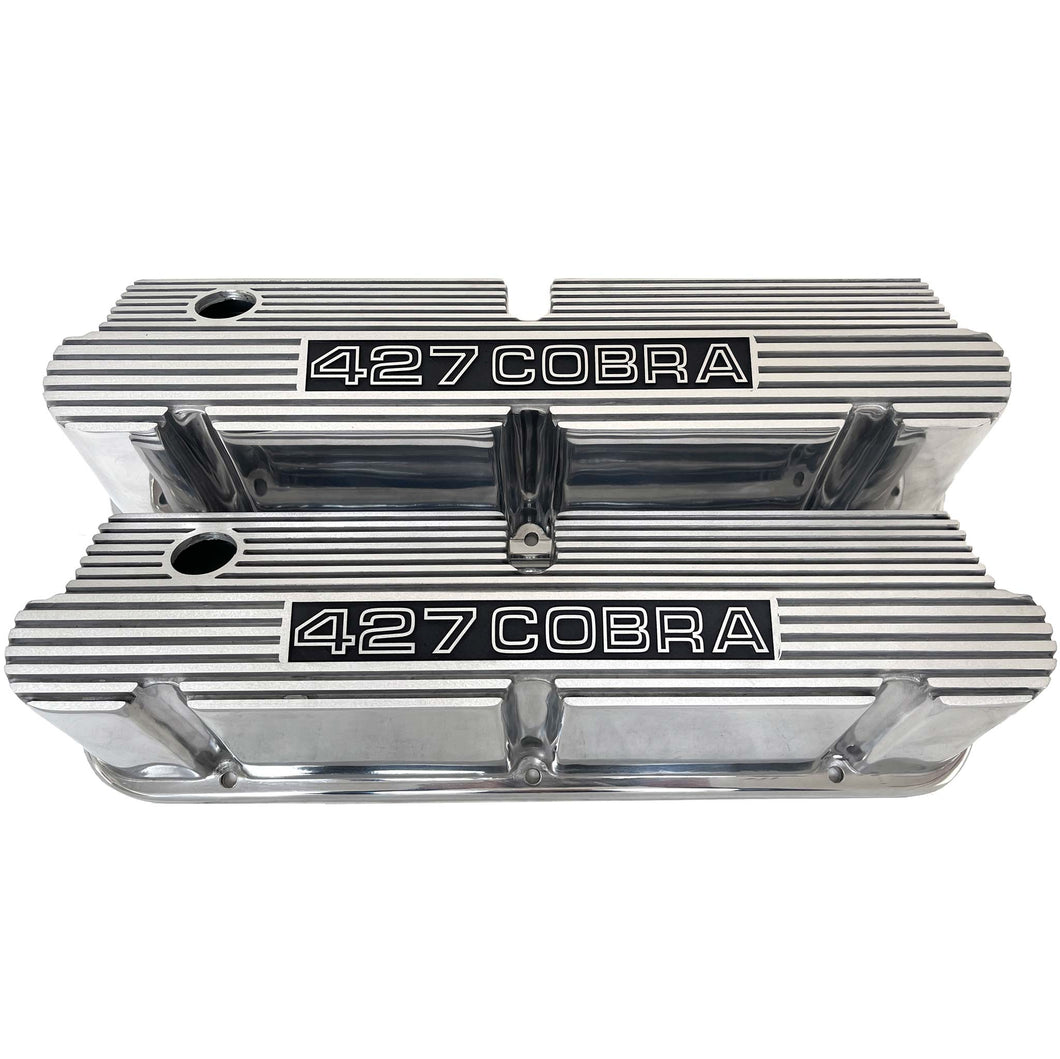 Small Block Pentroof 427 Cobra Tall Valve Covers - Style 2 - Polished