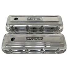 Load image into Gallery viewer, Big Block Chevy MOTION Logo Polished Valve Covers, Classic, Smooth Top