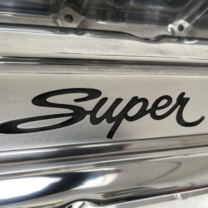 Big Block Chevy Super Sport Logo Polished Valve Covers, Classic, Smooth Top