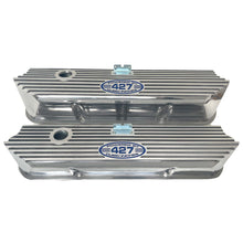 Load image into Gallery viewer, Ford FE 427 Valve Covers Tall (POWERED BY 427 CUBIC INCHES) Blue Logo - Polished