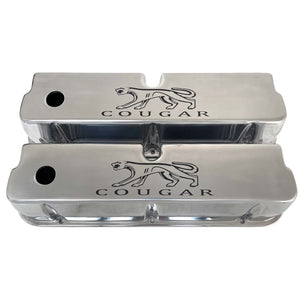 Ford 289, 302, 351 Windsor Cougar Valve Covers with Script - Polished