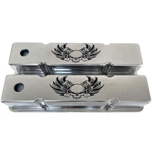 Load image into Gallery viewer, Small Block Chevy Tall Valve Covers - Winged Skeleton - Polished