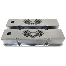 Load image into Gallery viewer, Small Block Chevy Tall Valve Covers - Winged Skeleton - Polished