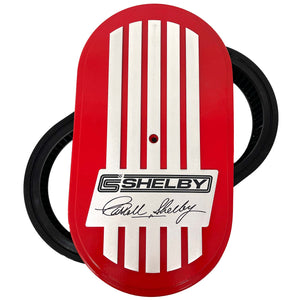 CS Shelby Signature 15" Oval Air Cleaner Kit - Raised Billet Top - Style 1 - Red