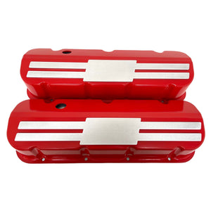 Big Block Chevy Tall Slant Top Valve Covers with Custom Billet Top - Red
