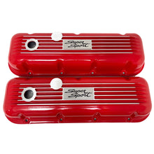 Load image into Gallery viewer, Big Block Chevy Super Sport Script Logo Finned Valve Covers - Red