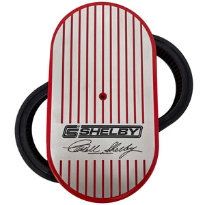 Carroll Shelby Signature 15" Oval Air Cleaner Kit - Finned Billet Top - Red