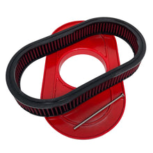 Load image into Gallery viewer, 15&quot; Oval Raised Billet Top Air Cleaner Kit - Custom - Red