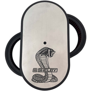 CS Shelby Logo with Snake - 15" Oval Air Cleaner Kit - Silver