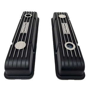 Small Block Chevy Baldwin MOTION Finned Valve Covers - Style 1 - Black