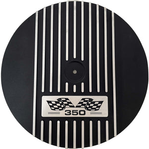 Small Block Chevy 350 Flag Logo 14" Air Cleaner Kit - Black