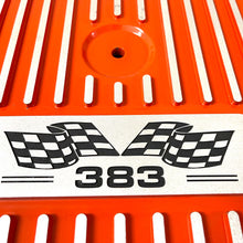Load image into Gallery viewer, Small Block Chevy 383 Flag Logo Valve Covers &amp; 13&quot; Air Cleaner - Orange