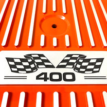 Load image into Gallery viewer, Small Block Chevy 400 Flag Logo Valve Covers &amp; 14&quot; Air Cleaner - Orange