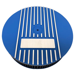 14" Round Finned Air Cleaner Kit - Custom - Blue