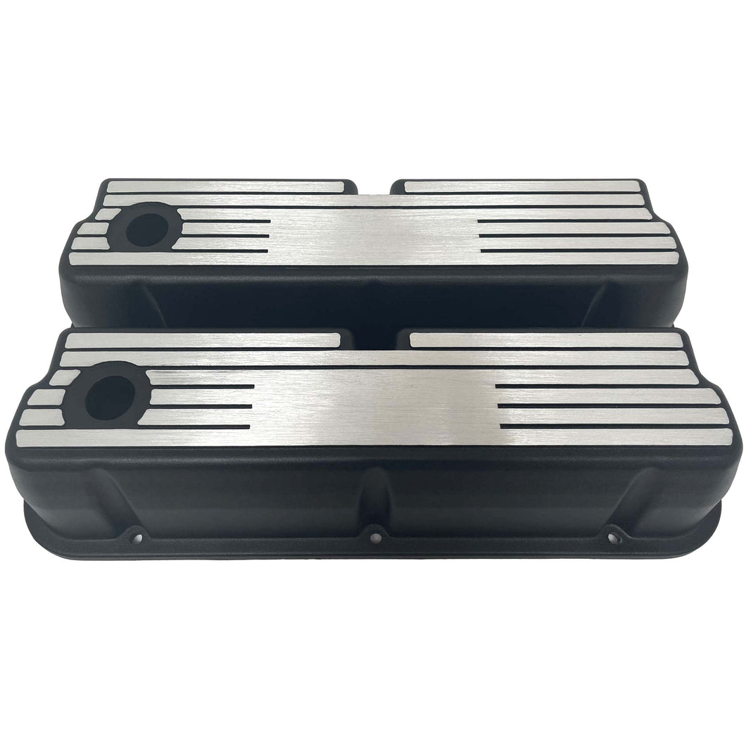 Ford Small Block 289 351W Tall Valve Covers - Wide Fin - Custom - Black