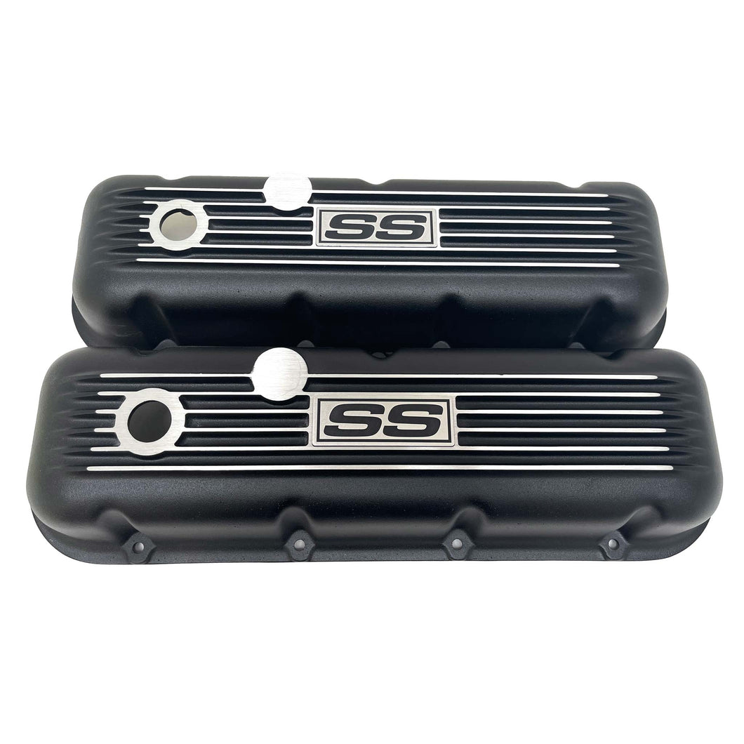 Big Block Chevy SS Block Logo Valve Covers - Black