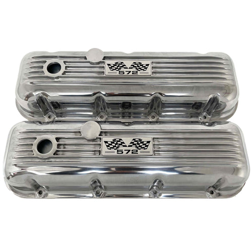 Big Block Chevy 572 Flag Logo Valve Covers - Polished
