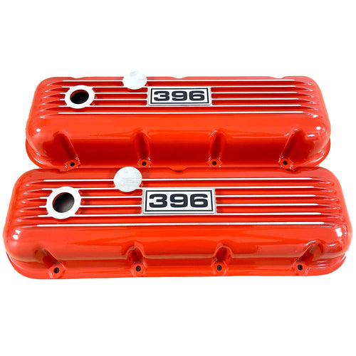 Big Block Chevy 396 Finned Valve Covers - Orange