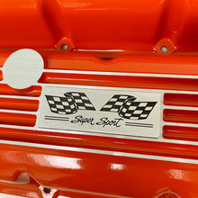 Load image into Gallery viewer, Big Block Chevy Super Sport Flag Logo Valve Covers &amp; 13&quot; Air Cleaner - Orange
