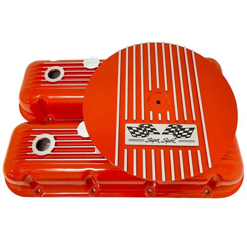 Big Block Chevy Super Sport Flag Logo Valve Covers & 13