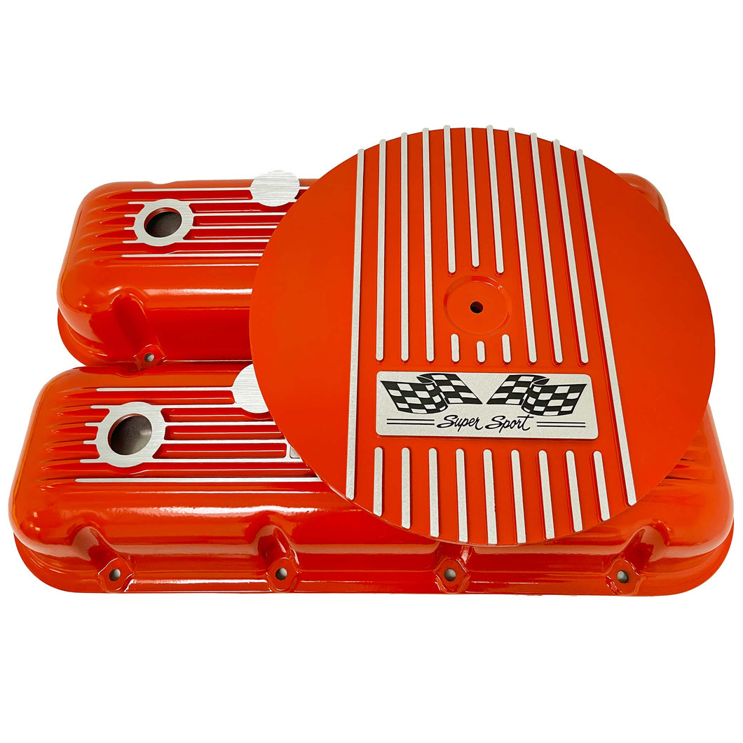 Big Block Chevy Super Sport Flag Logo Valve Covers & 13