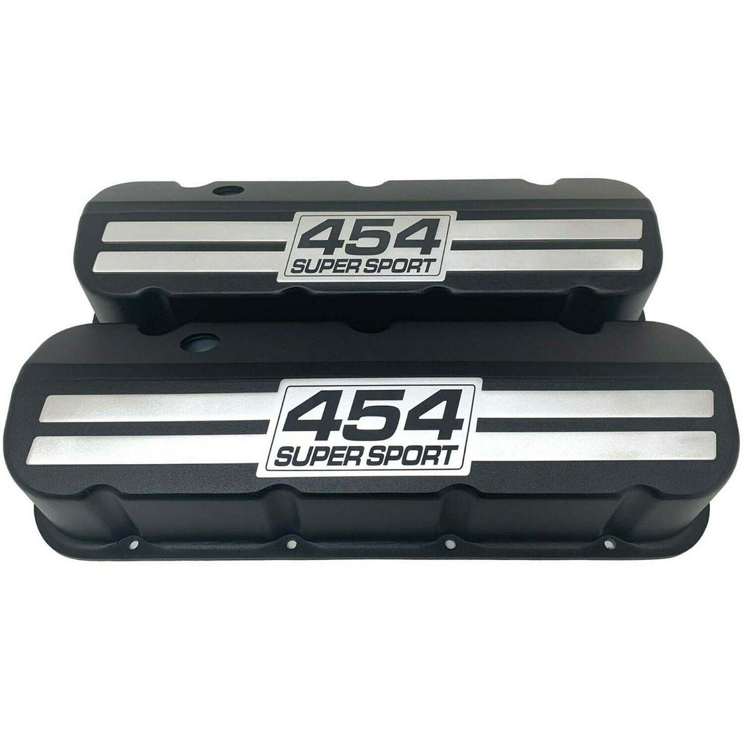 Big Block Chevy 454 Super Sport Tall Valve Covers - Billet Top - Black