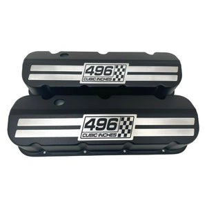 Big Block Chevy 496 Cubic Inches Tall Valve Covers - Billet Top - Black