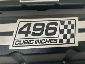 Big Block Chevy 496 Cubic Inches Tall Valve Covers - Billet Top - Black