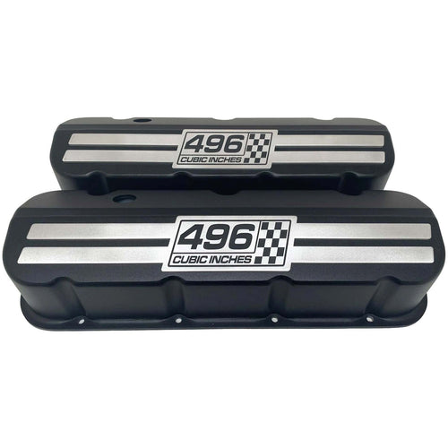 Big Block Chevy 496 Cubic Inches Tall Valve Covers - Billet Top - Black
