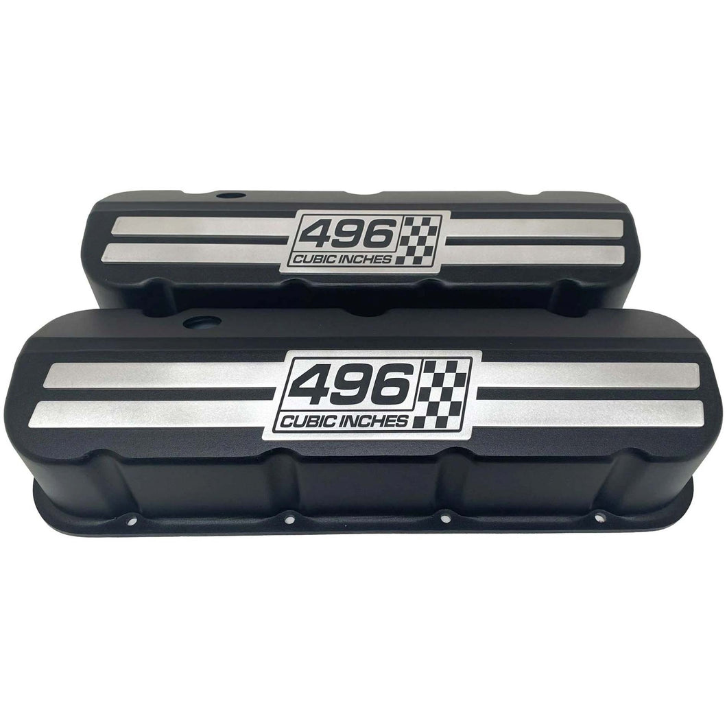 Big Block Chevy 496 Cubic Inches Tall Valve Covers - Billet Top - Black