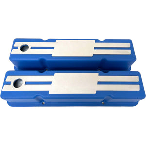 Small Block Chevy Tall Valve covers - Billet Top - Custom - Blue