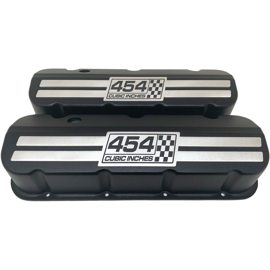 Big Block Chevy 454 Cubic Inches Tall Valve Covers - Billet Top - Black
