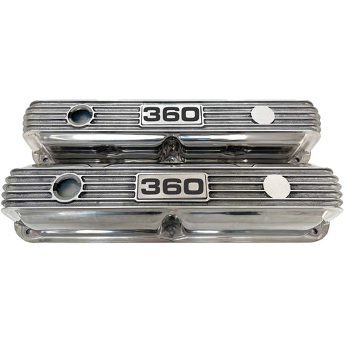 Mopar 360 Finned Valve Covers - Die-Cast Aluminum - Polished