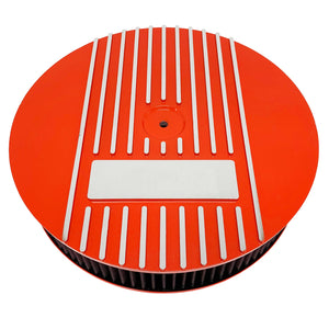 14" Round Finned Air Cleaner Kit - Custom - Orange