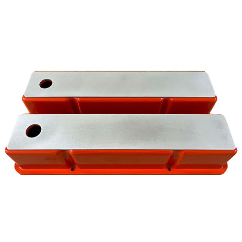 Small Block Chevy Tall Valve covers - Full Billet Top - Orange
