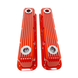 Mopar Magnum Finned Valve Covers - Die-Cast Aluminum - Orange