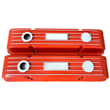 Load image into Gallery viewer, Small Block Chevy Classic Finned Custom Valve Covers - Orange