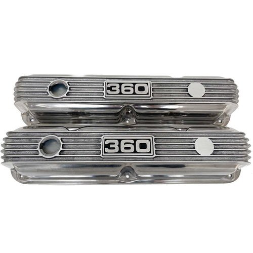 Mopar 360 Valve Covers - Style 2 - Die-Cast Aluminum - Polished