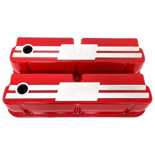 Ford Small Block 289 351W Tall Valve Covers - Billet Top - Custom - Red