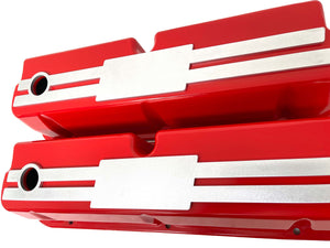Ford Small Block 289 351W Tall Valve Covers - Billet Top - Custom - Red