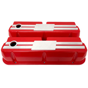 Ford Small Block 289 351W Tall Valve Covers - Billet Top - Custom - Red