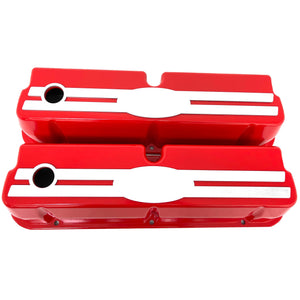 Ford Small Block 289 351W Tall Valve Covers - Oval Billet - Custom - Red